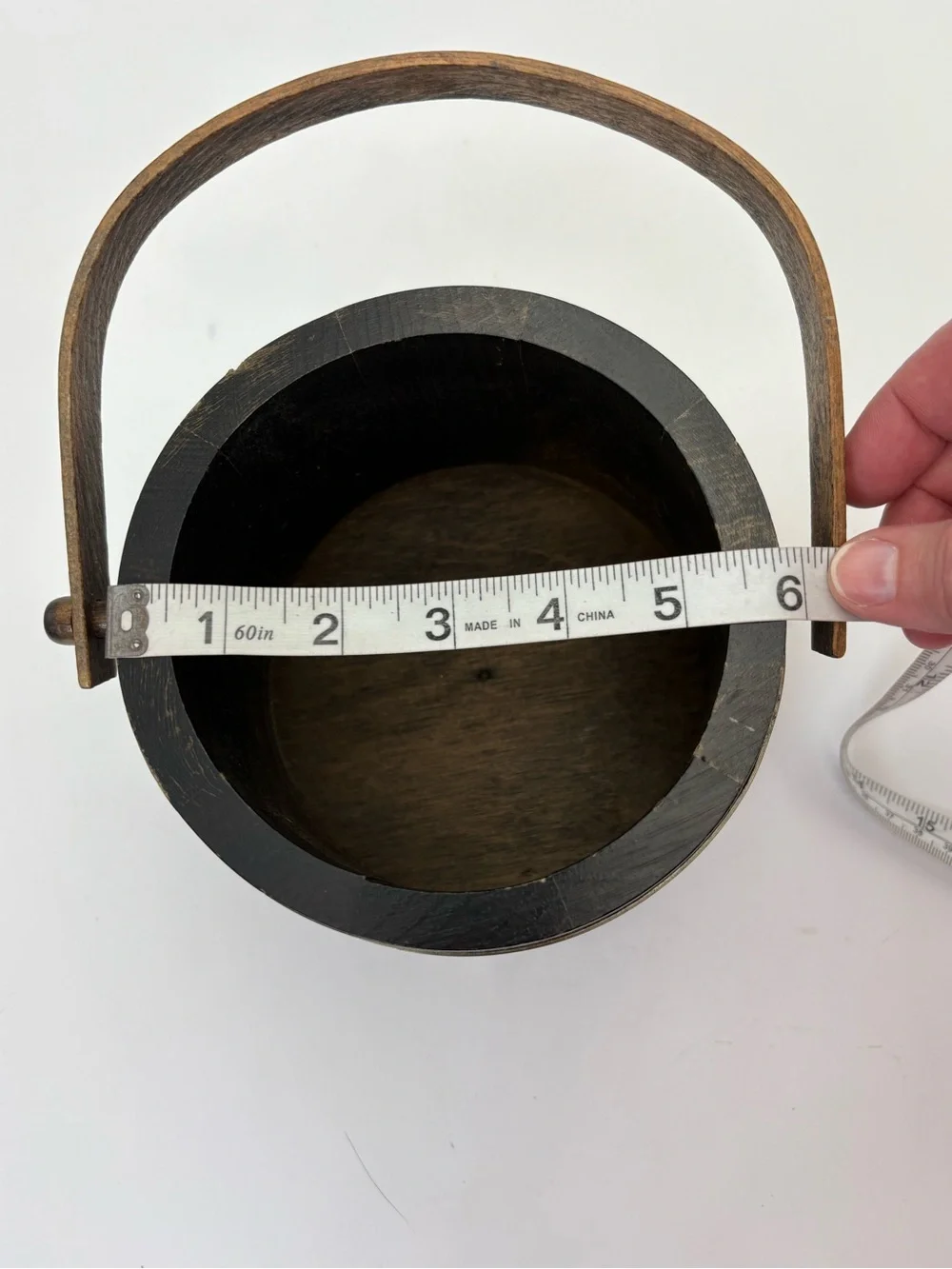 Vintage Wooden Rustic Bucket or Firkin - Brown and Brass